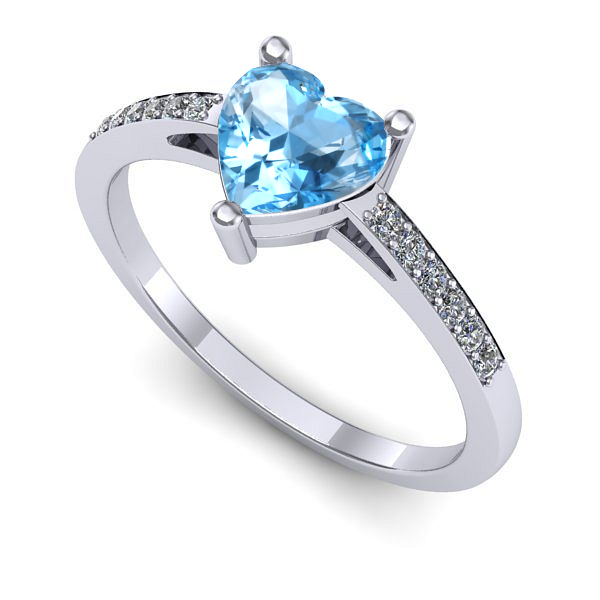 Inel din aur alb cu topaz blue
