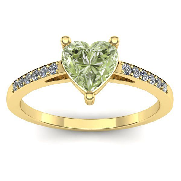 Inel de logodna cu diamant de laborator verde inima