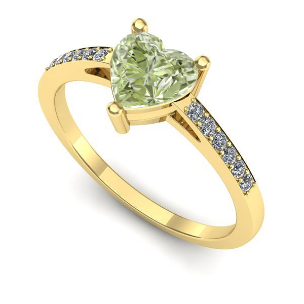 Inel din aur galben cu diamant de laborator verde