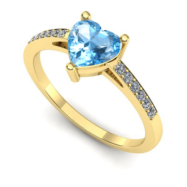 Inel logodna din aur galben cu topaz blue