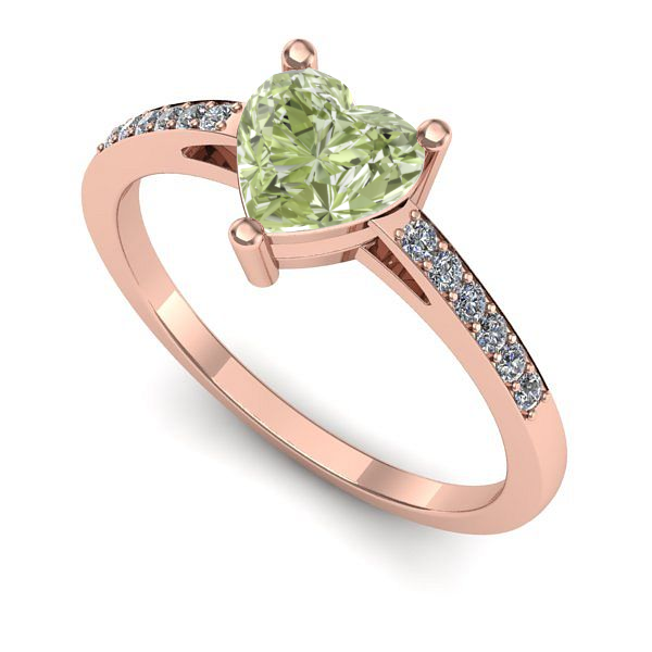 Inel din aur roz cu diamant de laborator verde
