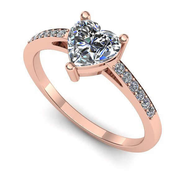 Inel logodna din aur roz cu diamant de laborator