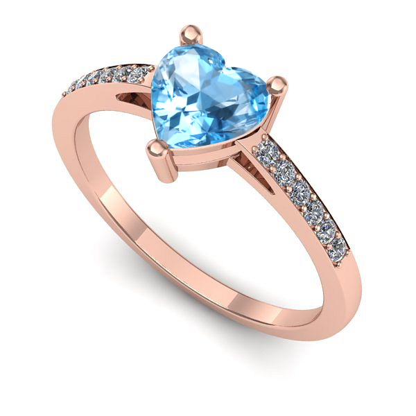 Inel din aur roz cu topaz blue