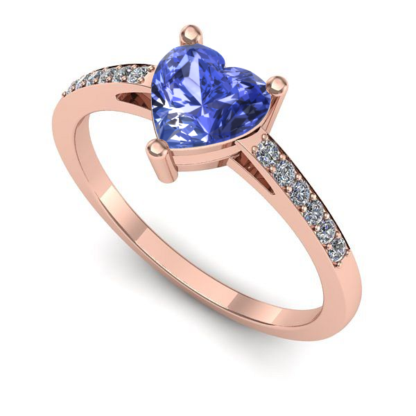 Inel logodna din aur roz cu tanzanit