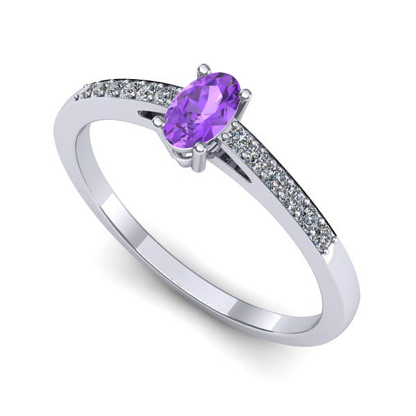 Inel logodna din aur alb cu ametist