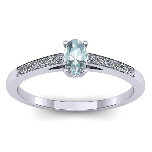 Inel de logodna cu aquamarin oval