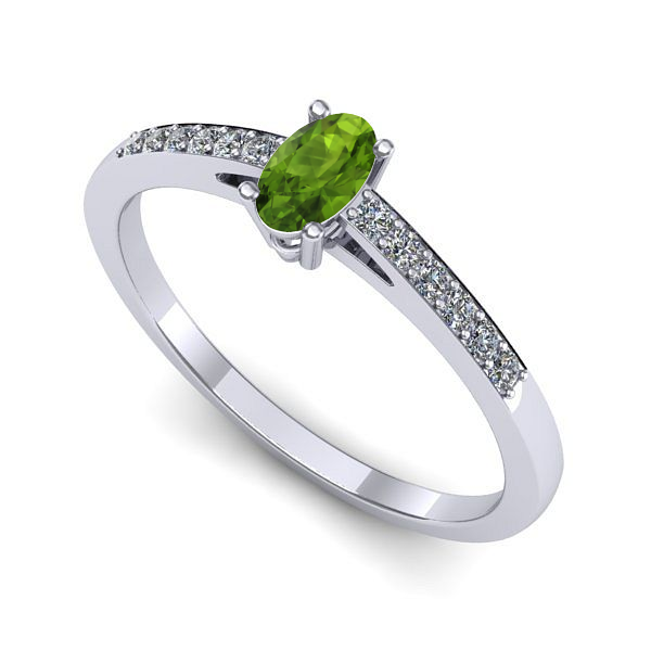 Inel logodna din aur alb cu peridot