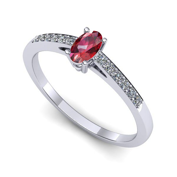 Inel logodna din aur alb cu rubin