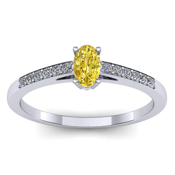 Inel logodna cu safir galben oval