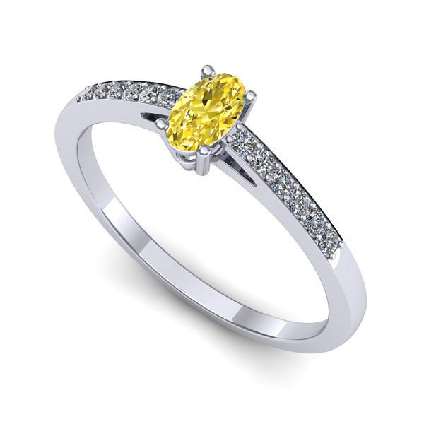 Inel de logodna din aur alb cu safir galben