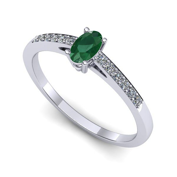 Inel din aur alb cu smarald