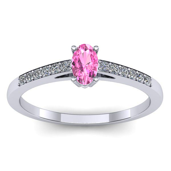 Inel de logodna cu safir roz oval