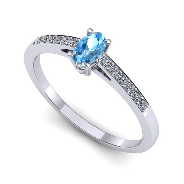 Inel de logodna din aur alb cu topaz blue