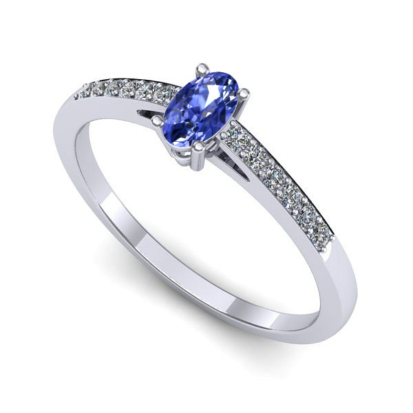 Inel din aur alb cu tanzanit