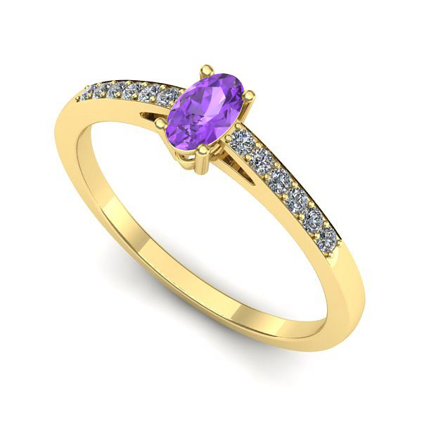 Inel de logodna din aur galben cu ametist