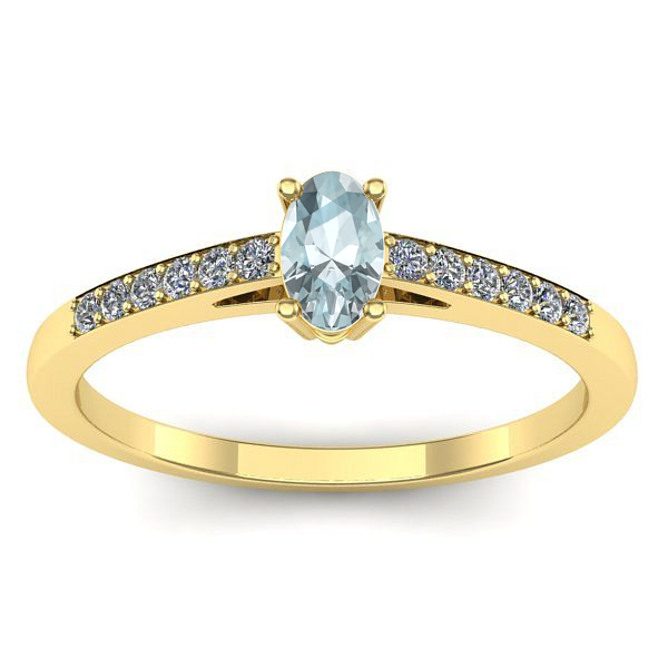 Inel logodna cu aquamarin oval