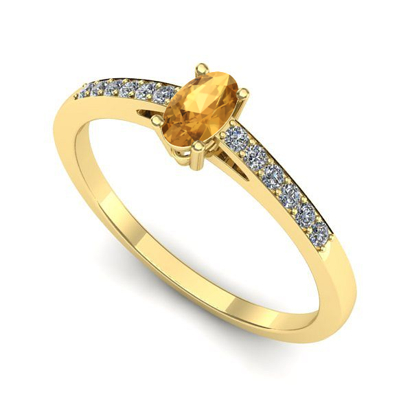 Inel de logodna din aur galben cu citrin