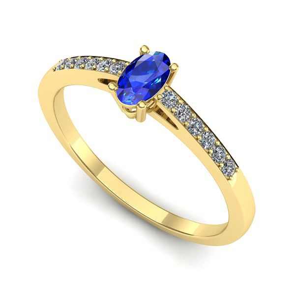 Inel logodna din aur galben cu safir