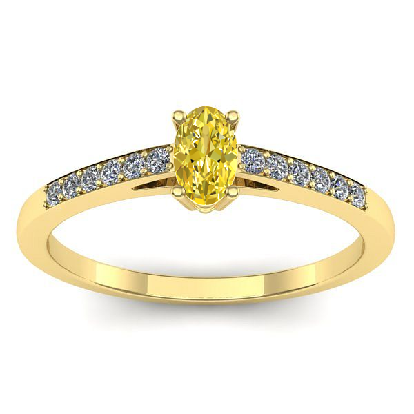 Inel cu safir galben oval