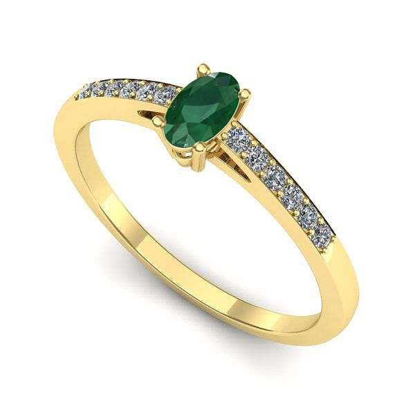 Inel de logodna din aur galben cu smarald