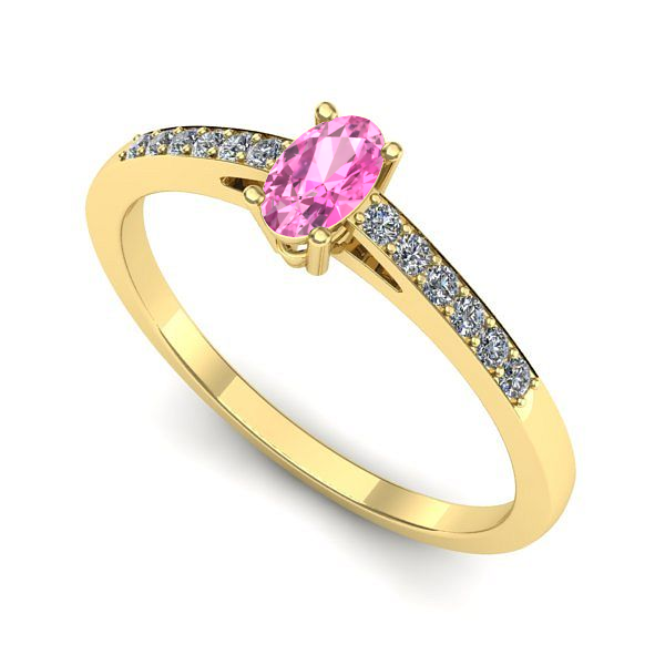 Inel din aur galben cu safir roz