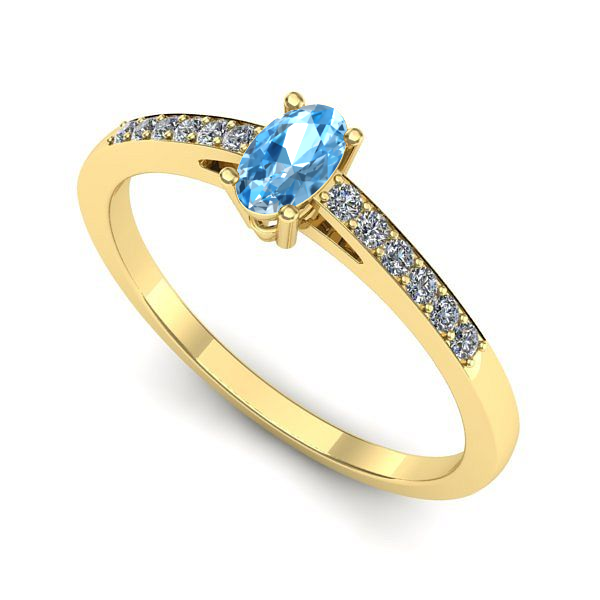 Inel de logodna din aur galben cu topaz blue