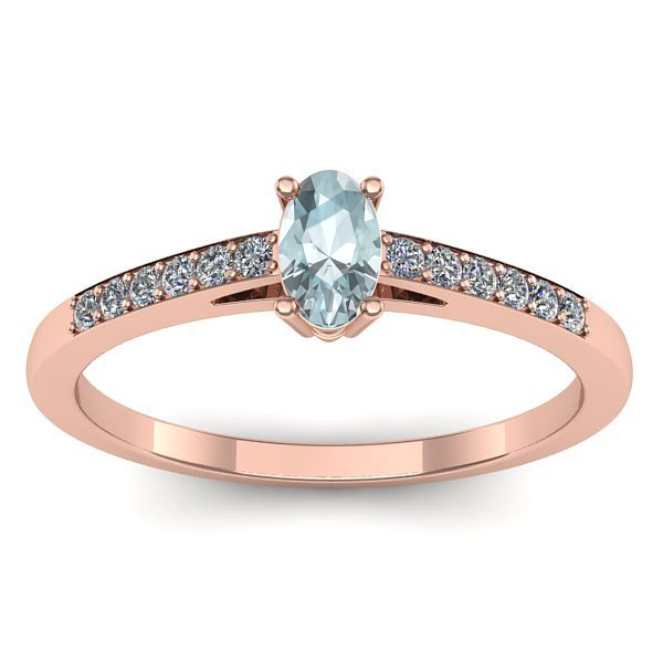 Inel cu aquamarin oval