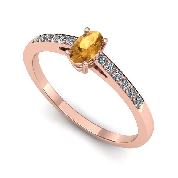 Inel din aur roz cu citrin