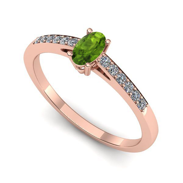 Inel din aur roz cu peridot