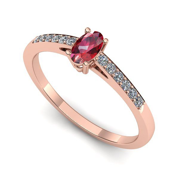 Inel logodna din aur roz cu rubin