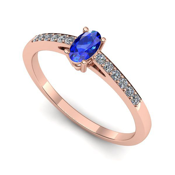 Inel de logodna din aur roz cu safir
