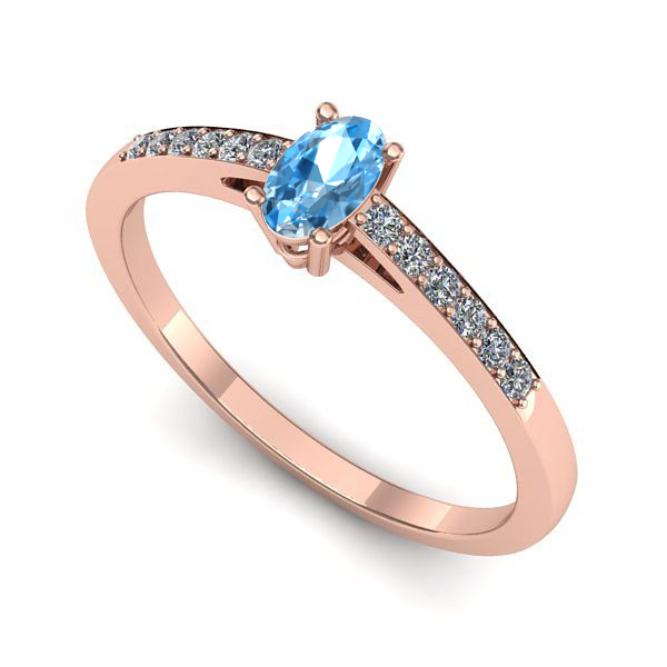 Inel din aur roz cu topaz blue