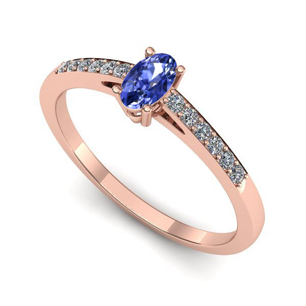 Inel de logodna din aur roz cu tanzanit