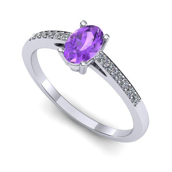 Inel din aur alb cu ametist