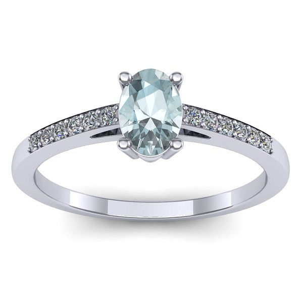Inel de logodna cu aquamarin oval