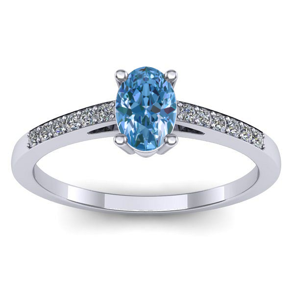 Inel de logodna cu diamant de laborator albastru oval