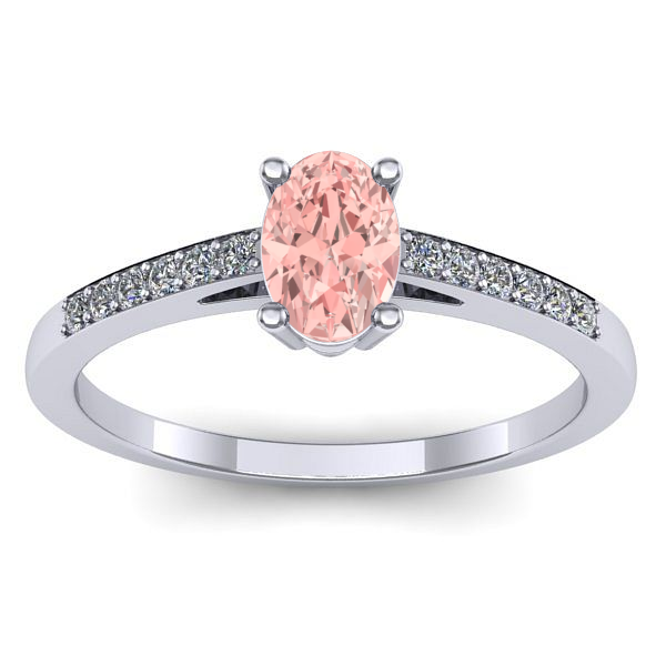 Inel cu diamant de laborator roz oval