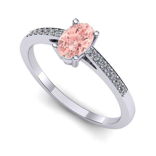 Inel de logodna din aur alb cu diamant de laborator roz