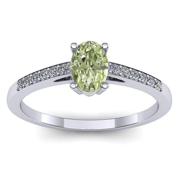 Inel cu diamant de laborator verde oval