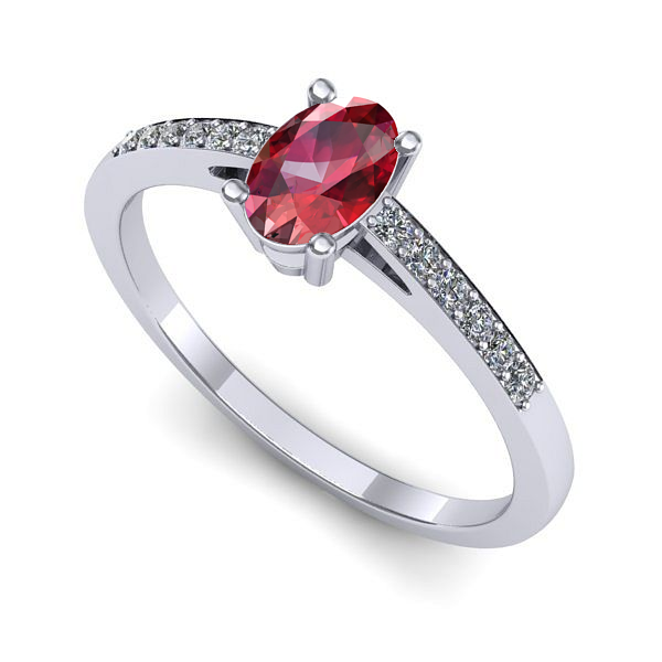 Inel de logodna din aur alb cu rubin