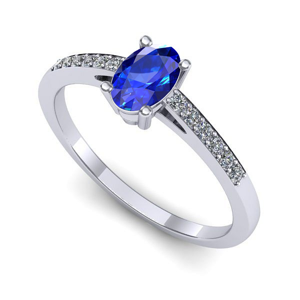 Inel din aur alb cu safir