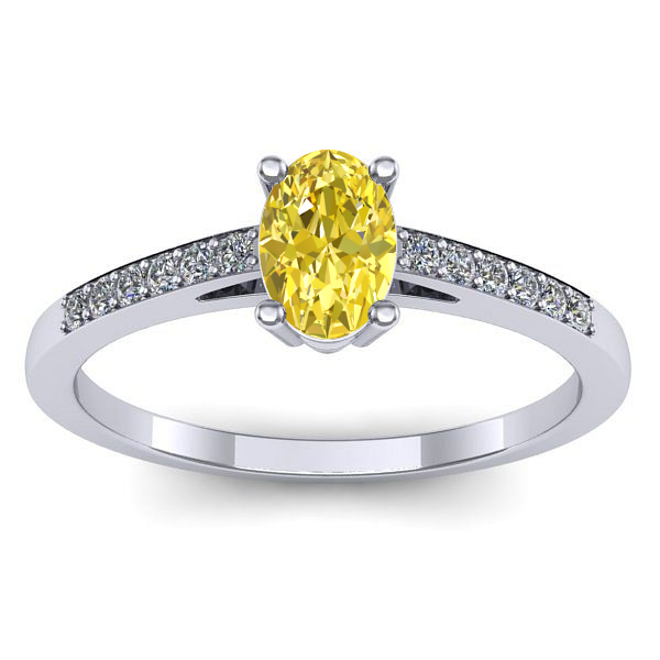 Inel cu safir galben oval