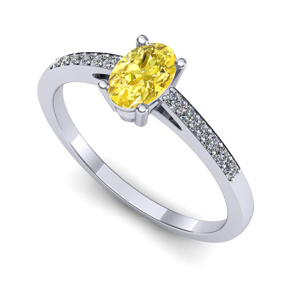 Inel de logodna din aur alb cu safir galben