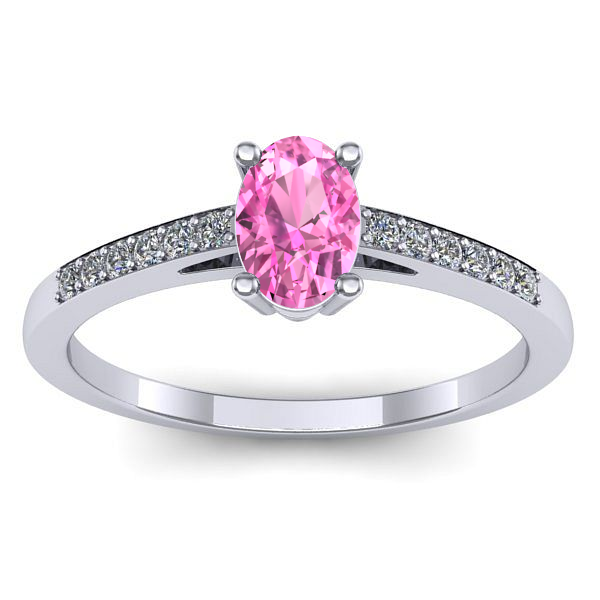 Inel de logodna cu safir roz oval