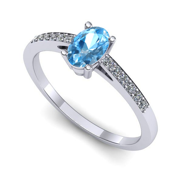 Inel din aur alb cu topaz blue