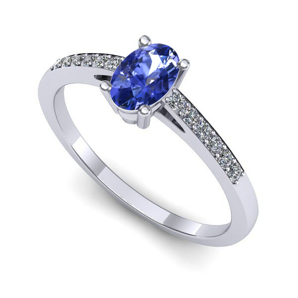 Inel logodna din aur alb cu tanzanit