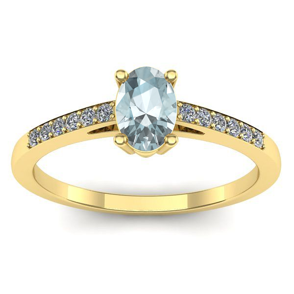 Inel logodna cu aquamarin oval