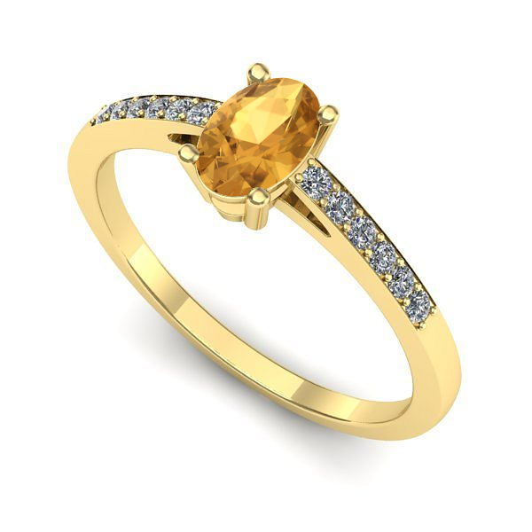 Inel de logodna din aur galben cu citrin
