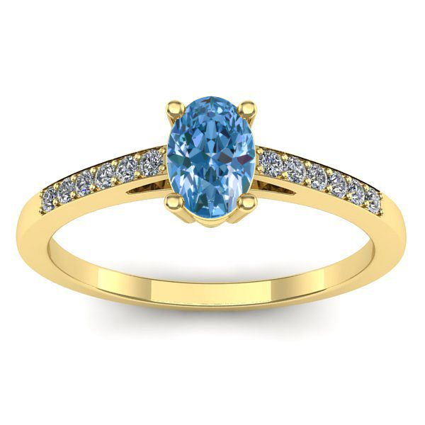Inel cu diamant de laborator albastru oval