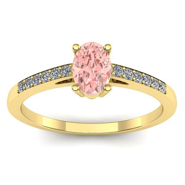 Inel cu diamant de laborator roz oval